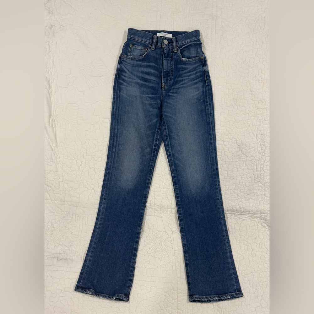 Moussy High-Rise Straight Jeans - Dark Blue Wash